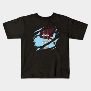 Ripped Bass Guitar J-Style Blue Color Kids T-Shirt